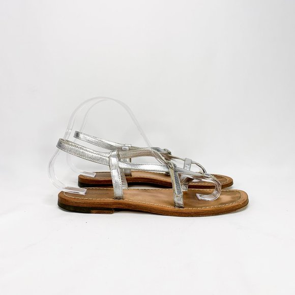 Manolo Blahnik Shoes - MANOLO BLAHNIK Silver Strap Leather Sandals